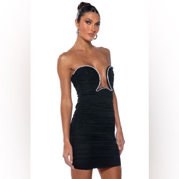 AKIRA EVERYONE WANTS HER STRAPLESS MINI DRESS IN BLK NWT LG - Picture 1 of 8